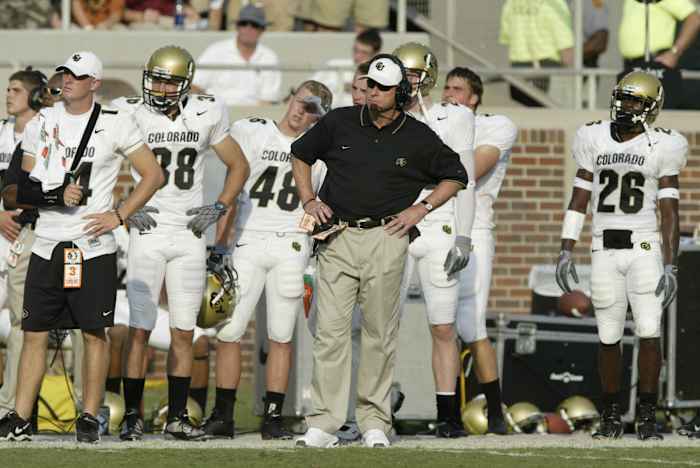 Colorado Buffaloes head coach Gary Barnett on the sidelines against the Florida State Seminoles at Doak Campbell Stadium